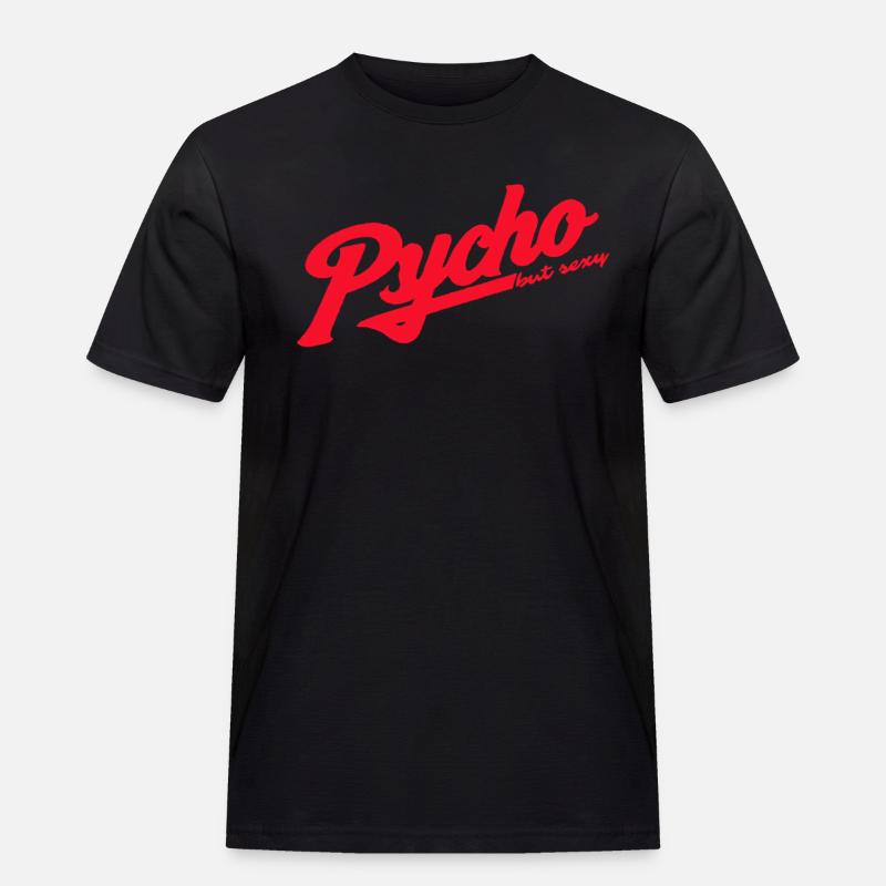 Psycho Retro Script Logo - Männer Workwear T-Shirt - Schwarz