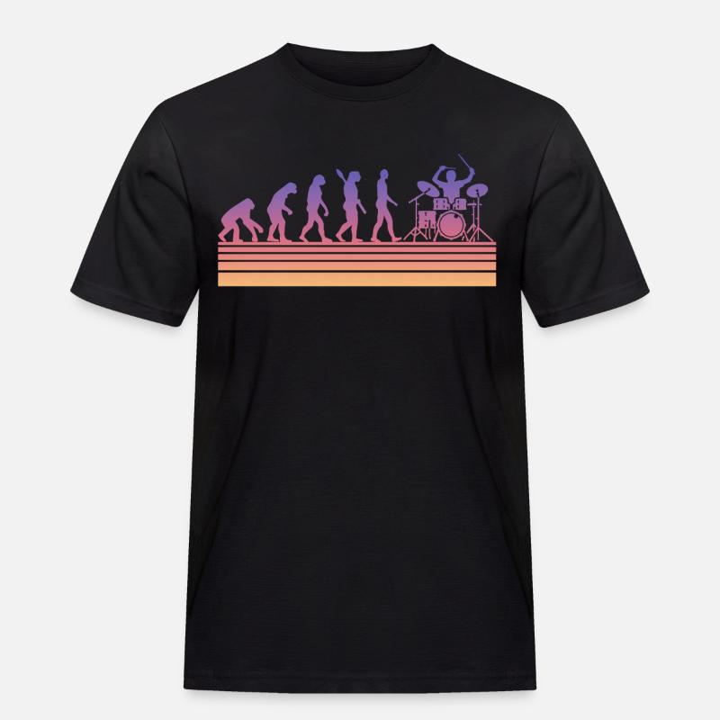 Schlagzeuger Evolution - Männer Workwear T-Shirt - Schwarz
