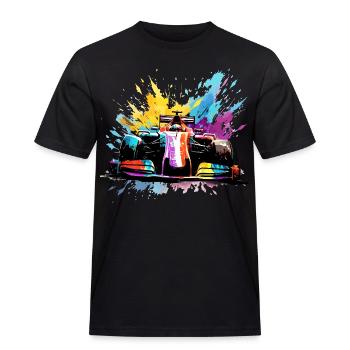 Rennwagen-Geschwindigkeit Bunte Splash-Art-Rennfahrer - Männer Workwear T-Shirt - Schwarz - Vorne - AI Model Male 178 light (178cm)