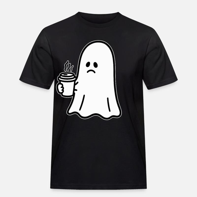 Geist Kaffee Halloween Süßes oder Saures - Männer Workwear T-Shirt - Schwarz