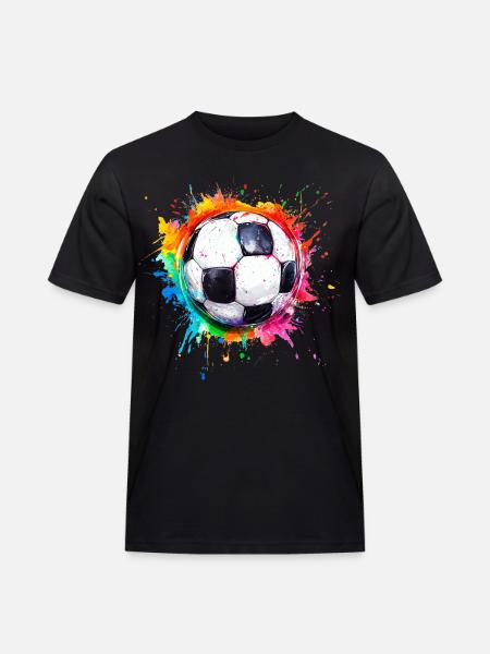 Fußball Ball Aquarell - Männer Workwear T-Shirt - Schwarz