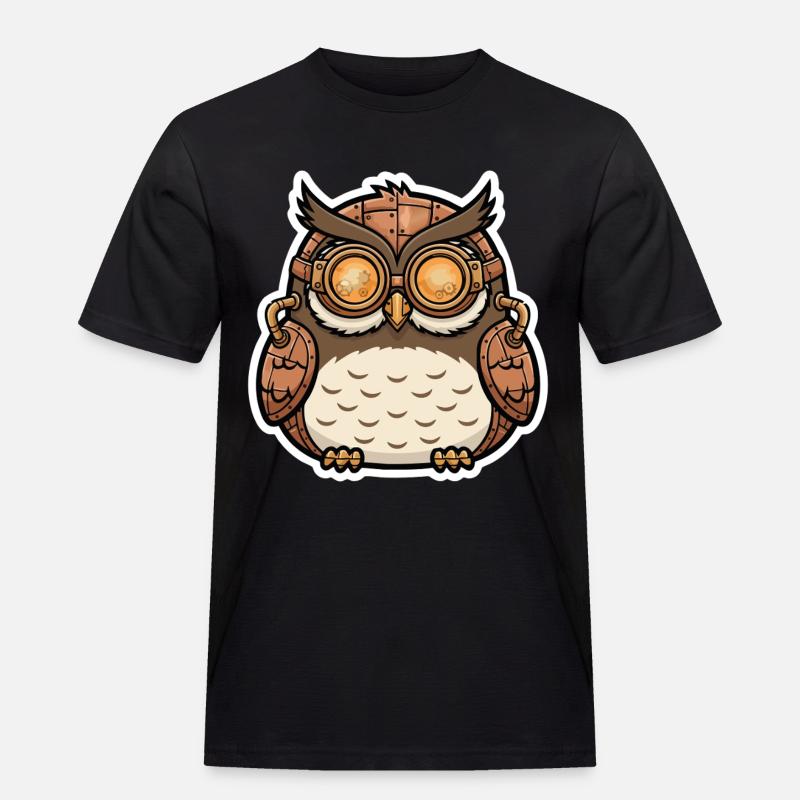 Eule Steampunk Cyborg Brille Zahnräder - Männer Workwear T-Shirt - Schwarz
