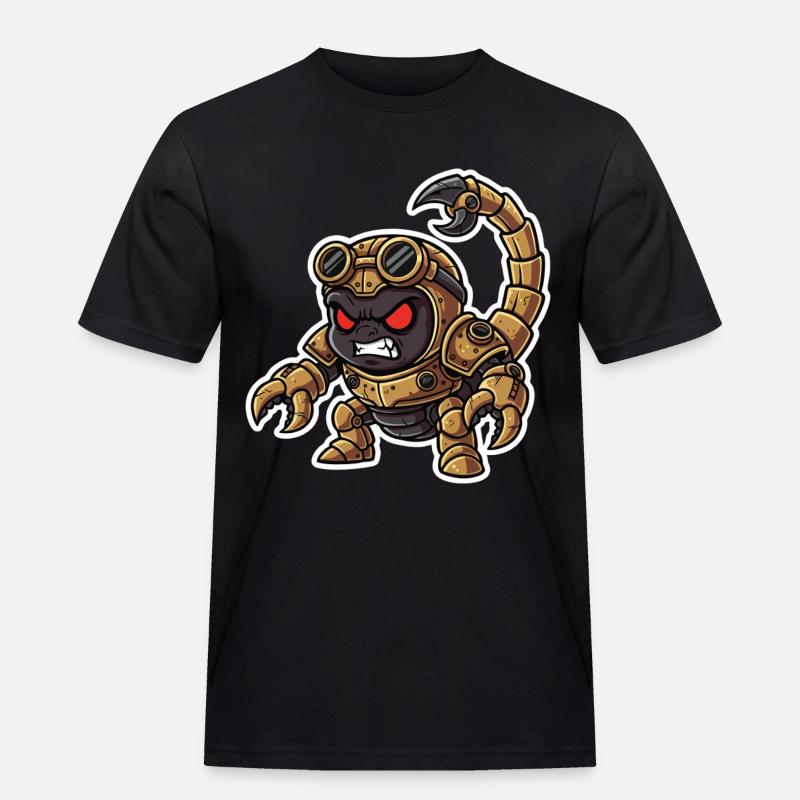 Skorpion Bionic Steampunk Krieger Messingnieten - Männer Workwear T-Shirt - Schwarz