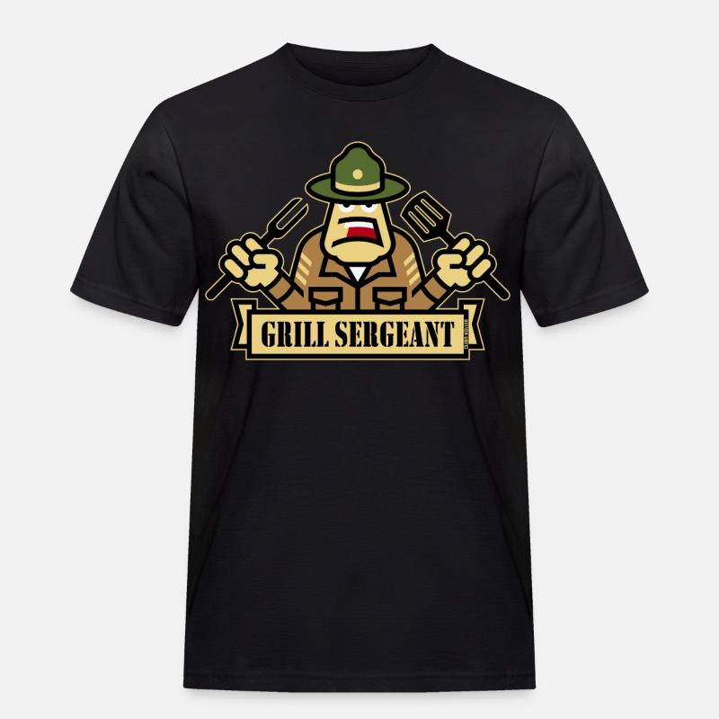 Grillsergeant (Grillning / BBQ / Grill / Utl) - Arbets-T-shirt herr - svart