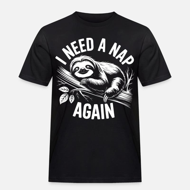 Faultier Schlafmodus am Ast - Männer Workwear T-Shirt - Schwarz