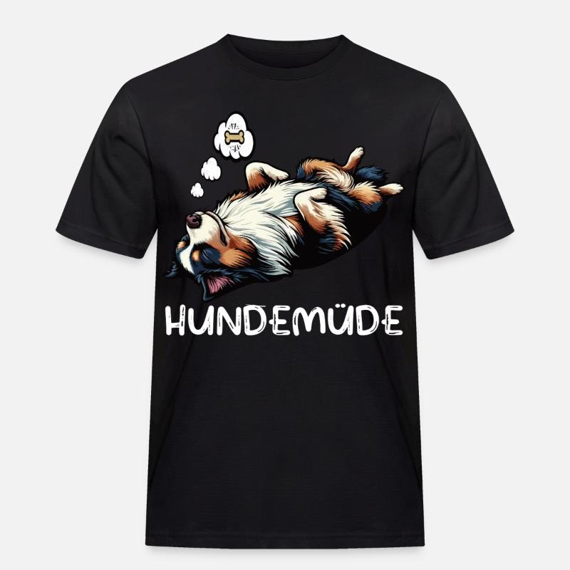 Hundemüde Australian Shepherd Aussie Aussiehalter - Männer Workwear T-Shirt - Schwarz