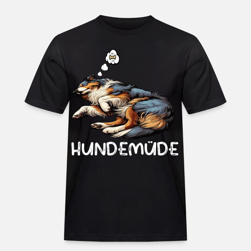 Hundemüde Australian Shepherd Aussie Aussiehalter - Männer Workwear T-Shirt - Schwarz