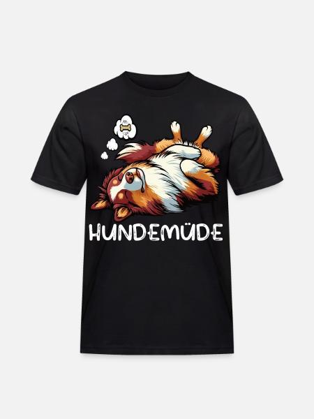 Hundemüde Australian Shepherd Aussie Aussiehalter - Männer Workwear T-Shirt - Schwarz