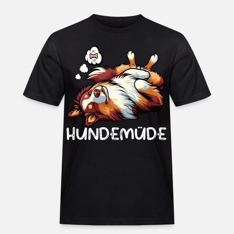 Hundemüde Australian Shepherd Aussie Aussiehalter - Männer Workwear T-Shirt - Schwarz