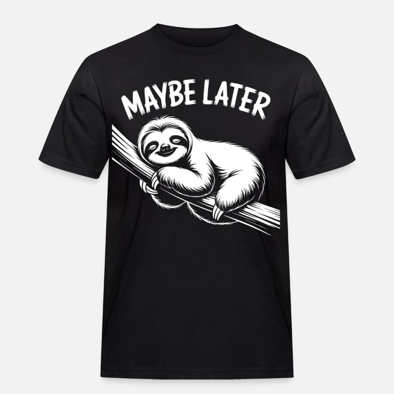 Faultier Chill - Männer Workwear T-Shirt - Schwarz