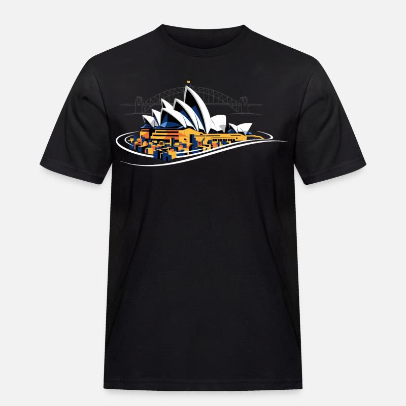 Sydney Opera Harbour Bridge - Männer Workwear T-Shirt - Schwarz