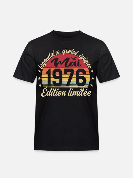 les légendes sont nées mai 1976 - T-shirt Workwear homme - noir