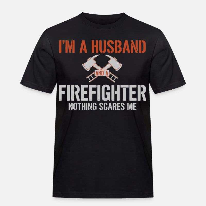 Ehemann Feuerwehrmann - Männer Workwear T-Shirt - Schwarz