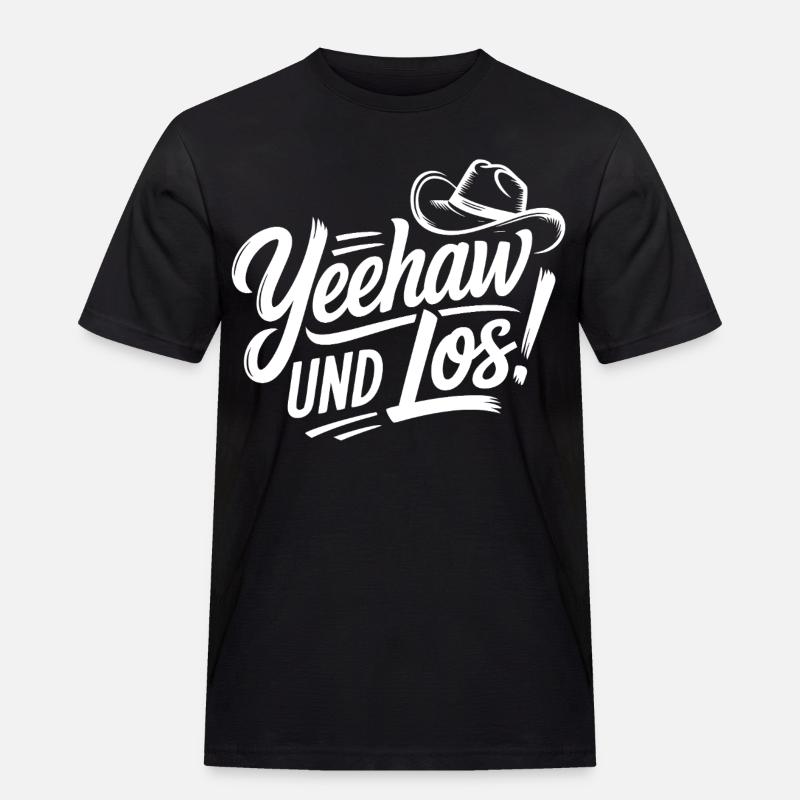 Yeehaw und Los! Western Script - Männer Workwear T-Shirt - Schwarz