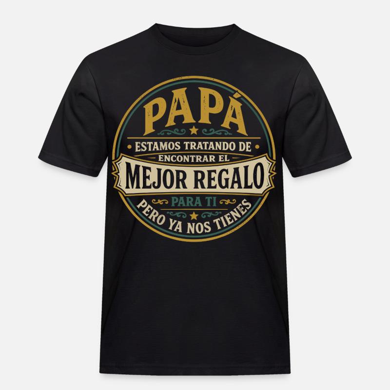 Papa Beste Geschenk Kinder Spanisch Design - Männer Workwear T-Shirt - Schwarz