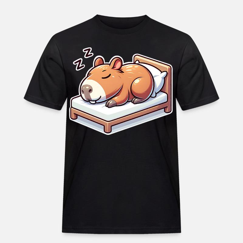 Schlafender Capybara - Männer Workwear T-Shirt - Schwarz
