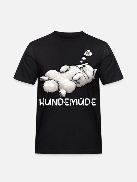 Hundemüde Samojede Samojedenbesitzer Samojedenhund - Männer Workwear T-Shirt - Schwarz