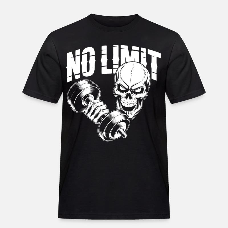 Skull Workout - Männer Workwear T-Shirt - Schwarz