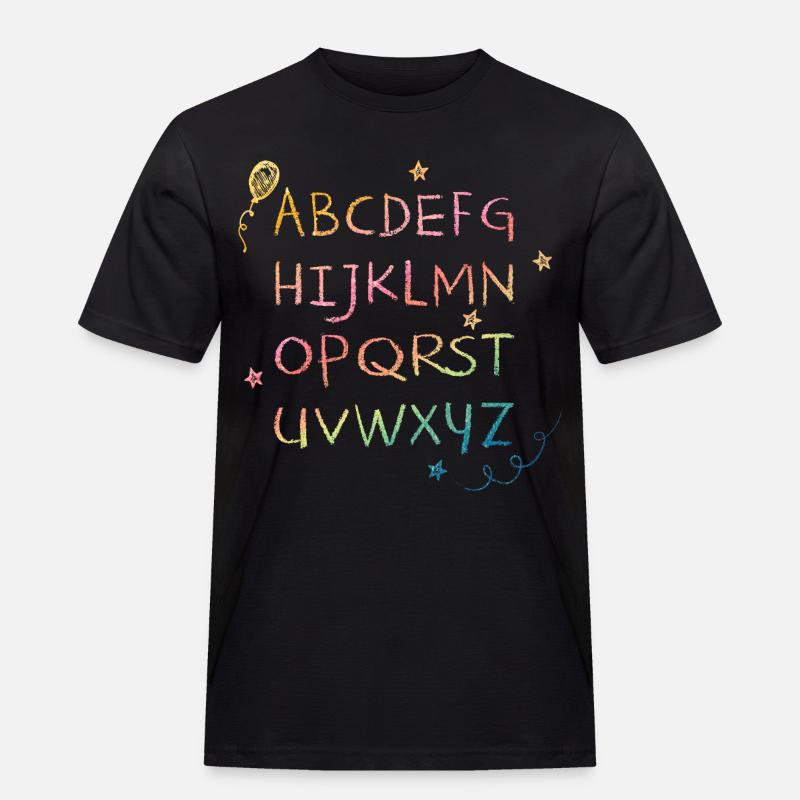 Regenbogen Kreide-Alphabet mit Sternchen - Männer Workwear T-Shirt - Schwarz