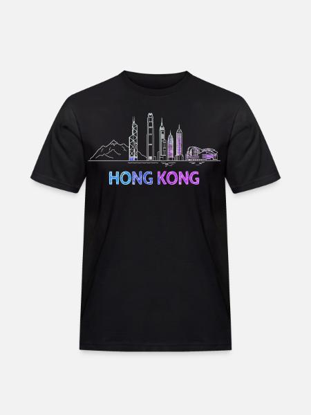 Stadt Hongkong Skyline - Männer Workwear T-Shirt - Schwarz