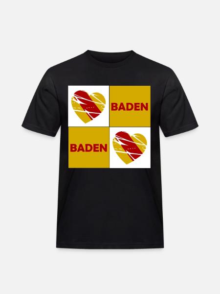 Baden Herz Quadrat - Männer Workwear T-Shirt - Schwarz