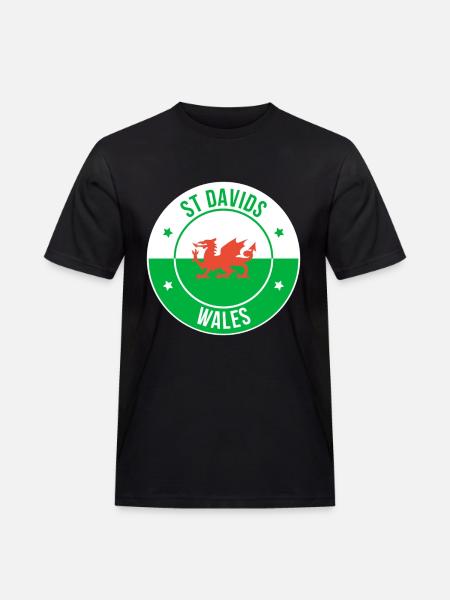 St Davids walisisches Drachenemblem - Männer Workwear T-Shirt - Schwarz