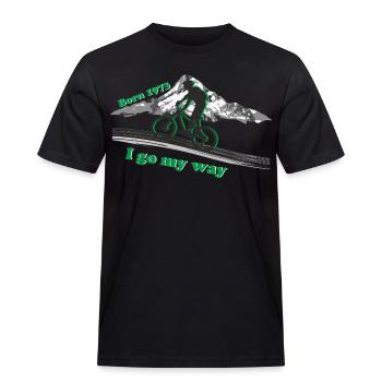 1973 - Männer Workwear T-Shirt - Schwarz - Vorne - AI Model Male 178 light (178cm)