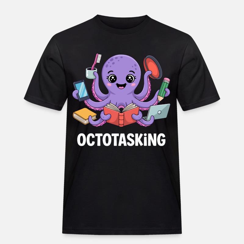 Octotasking Krake im Multitasking Modus - Männer Workwear T-Shirt - Schwarz