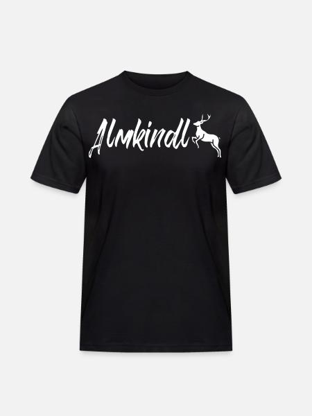 Almkindl - Almkindl Schriftzug - Männer Workwear T-Shirt - Schwarz
