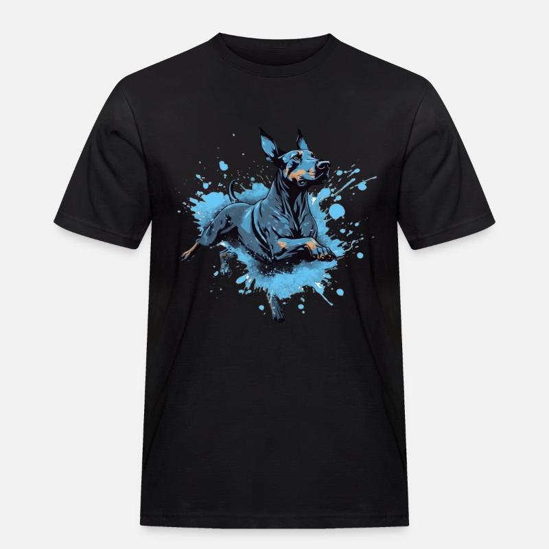 Dobermann Dock-Tauchen ins Wasser - Männer Workwear T-Shirt - Schwarz