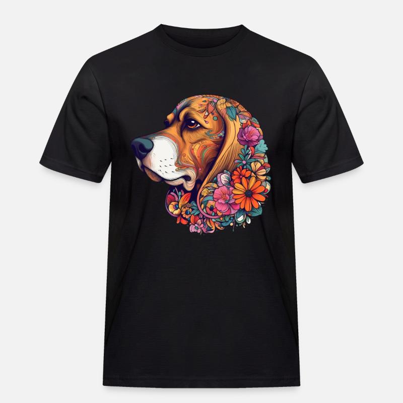Buntes Beagle-Kunstdesign - Männer Workwear T-Shirt - Schwarz