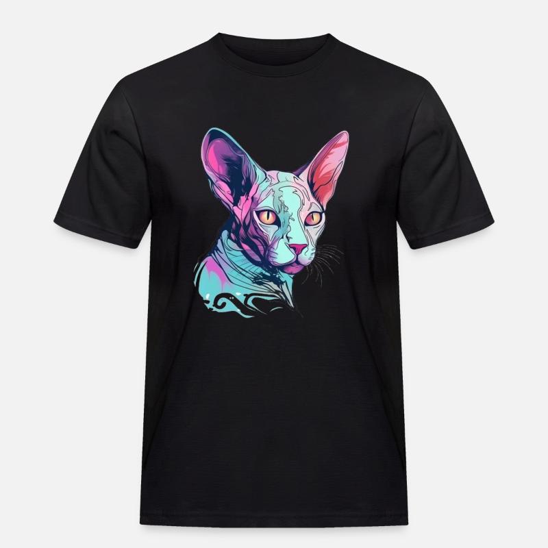 Bunte Sphynx-Katze - Männer Workwear T-Shirt - Schwarz