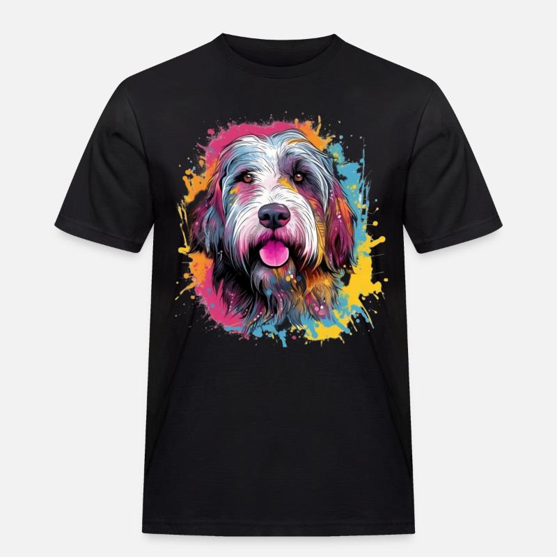Bunter Bearded Collie - Männer Workwear T-Shirt - Schwarz