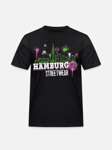 Hamburg Skyline City Germany Graffiti - Men's Workwear T-Shirt - black