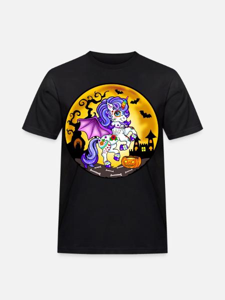 Einhorn Halloween - Männer Workwear T-Shirt - Schwarz