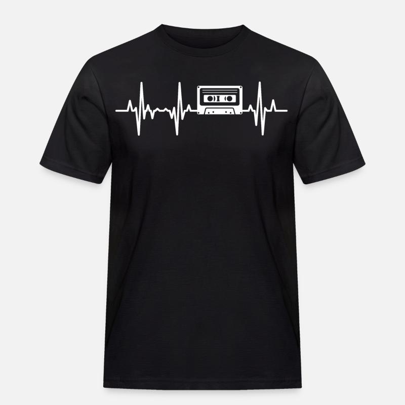 80er Kassette Herzfrequenz - Männer Workwear T-Shirt - Schwarz