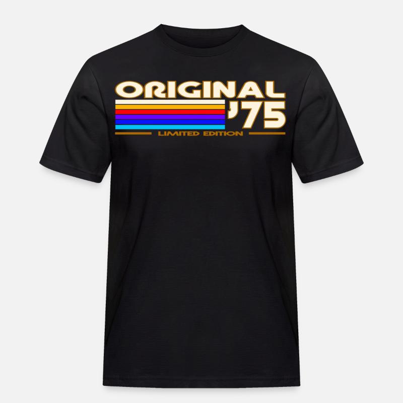 Originaler 75er Rainbow Retro - Männer Workwear T-Shirt - Schwarz