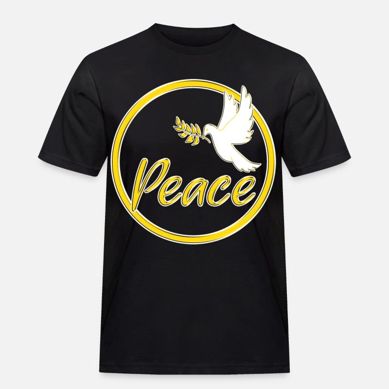 Peace Friedenstaube Friedenszeichen Statement - Männer Workwear T-Shirt - Schwarz