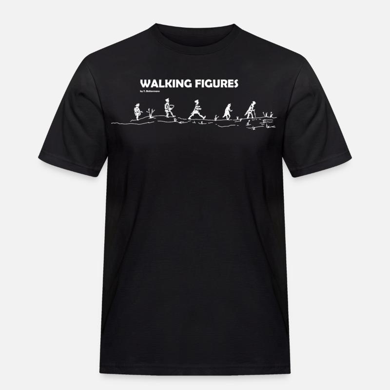 walking Figures white - Männer Workwear T-Shirt - Schwarz