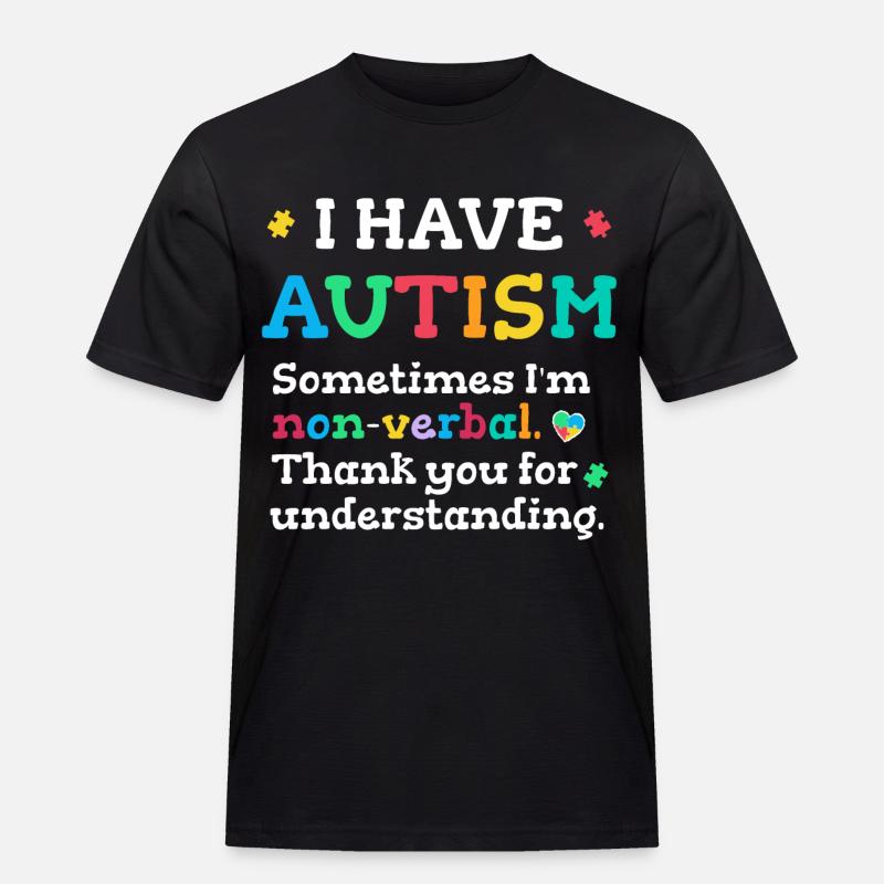 Nonverbaler Autismus - Männer Workwear T-Shirt - Schwarz