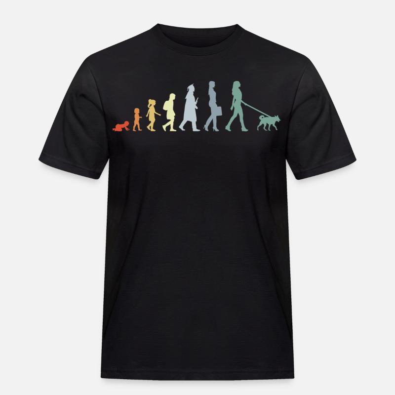 Hundebesitzerin Evolution - Männer Workwear T-Shirt - Schwarz