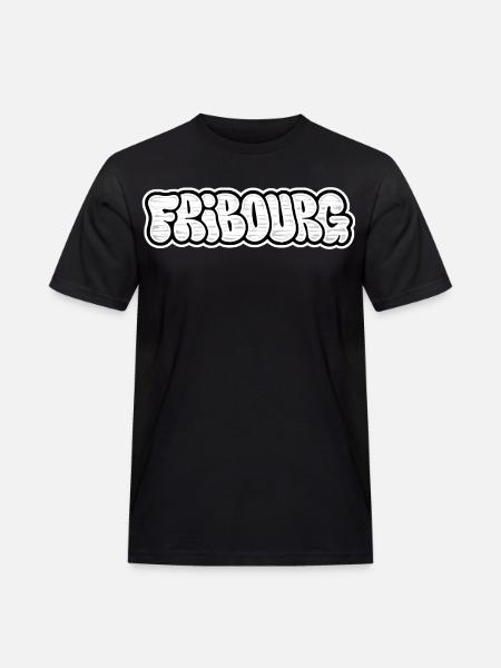 Fribourg Throwie Graffiti - Männer Workwear T-Shirt - Schwarz