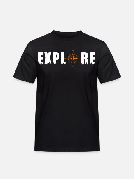 Explore motif with a compass - Men's Workwear T-Shirt - black
