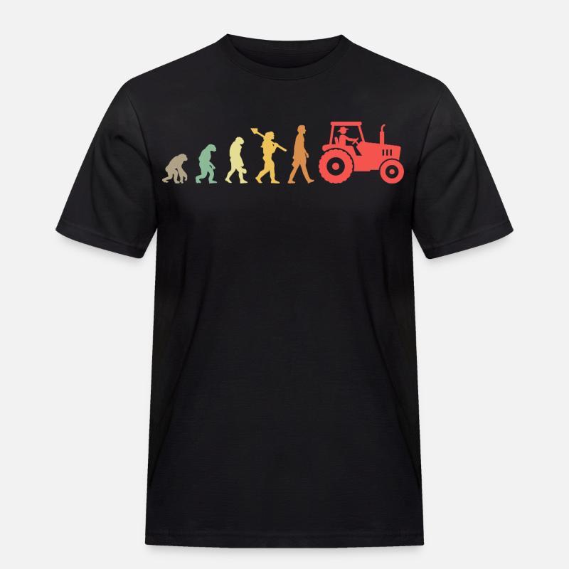 Evolution Tractor _ Farmer - Männer Workwear T-Shirt - Schwarz