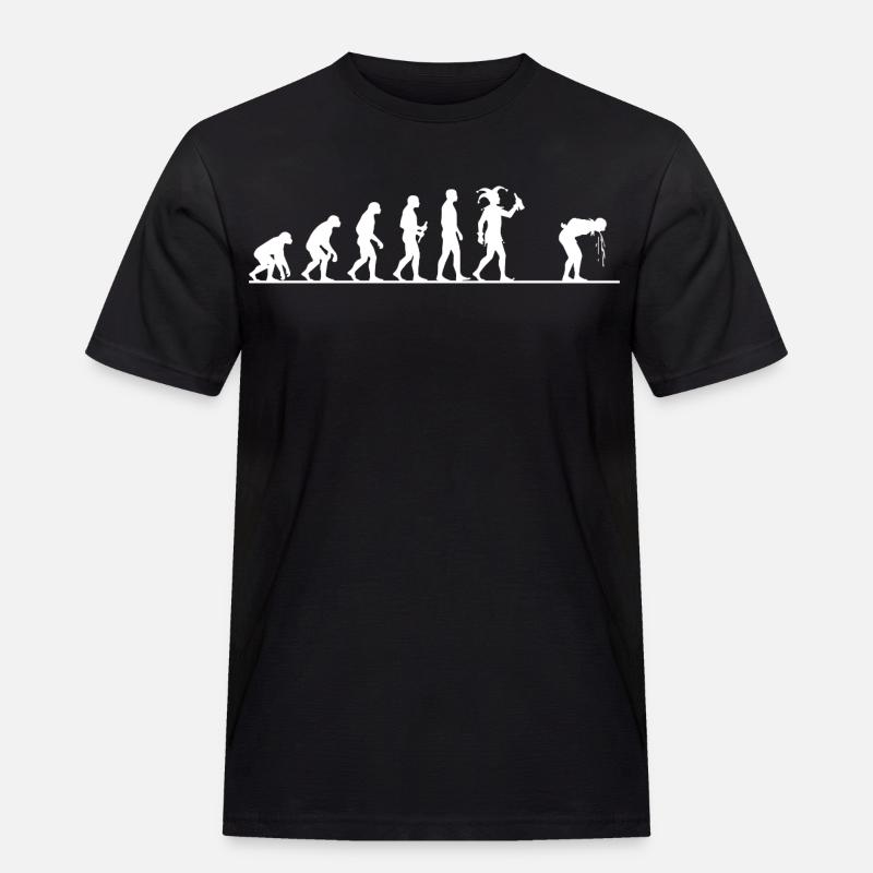 Karneval Evolution – Vom Affen zum Narren - Männer Workwear T-Shirt - Schwarz