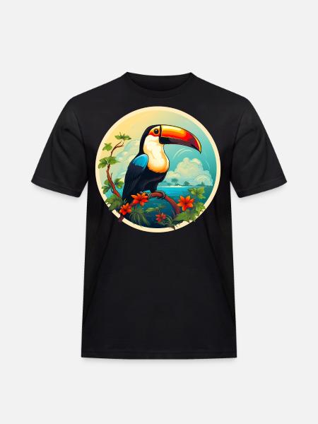 Toucan sur la plage - T-shirt Workwear homme - noir