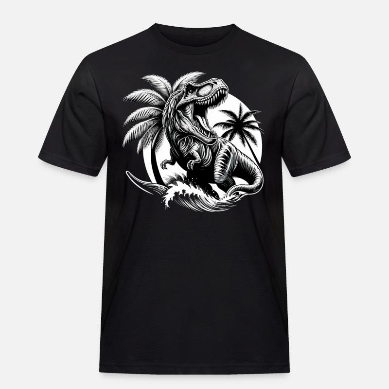 Brüllender T-Rex Dinosaurier Geschenk - Männer Workwear T-Shirt - Schwarz