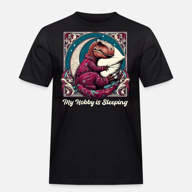 T-Rex Sleeping Hobby Gift - Men's Workwear T-Shirt - black
