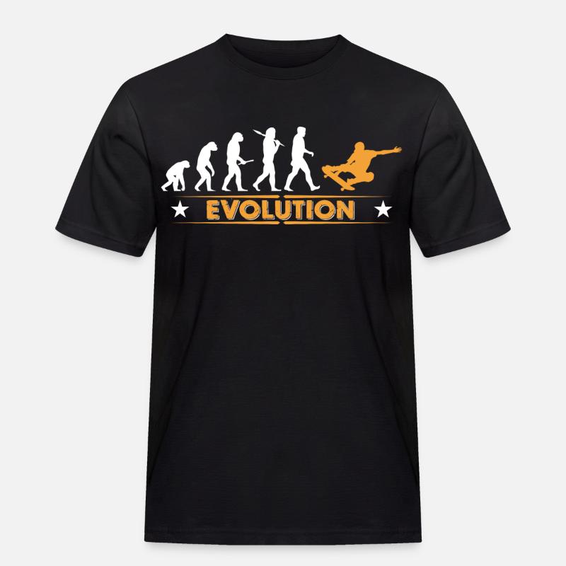 Skateboard Evolution - orange/weiss - Men's Workwear T-Shirt - black