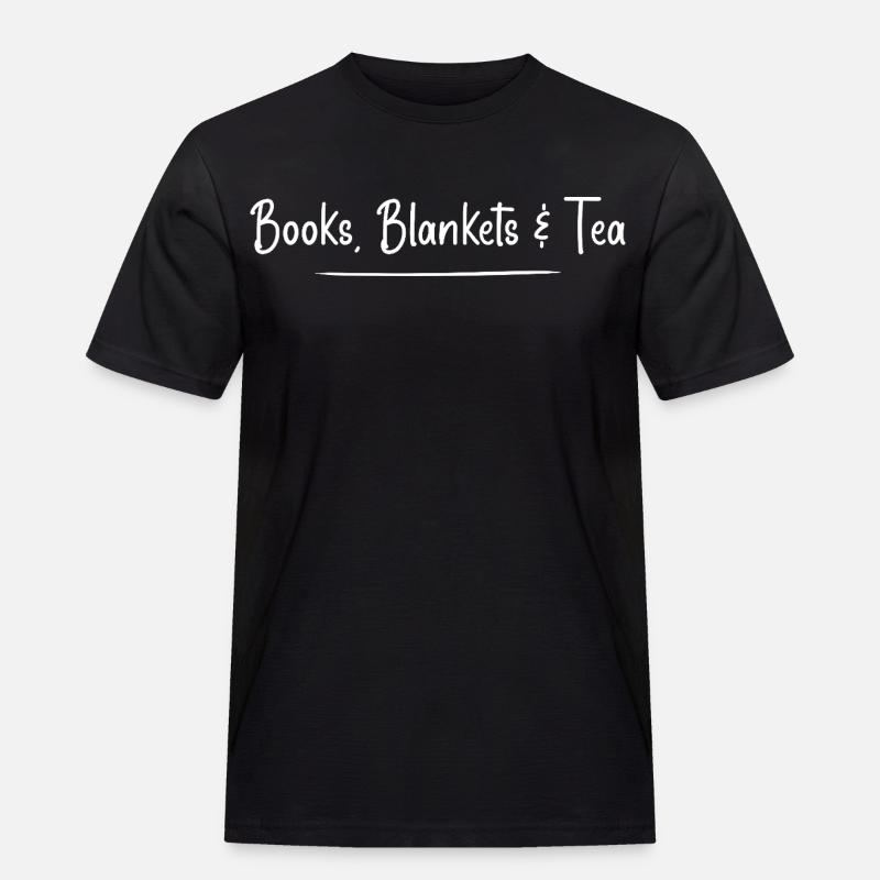 Bücher, Decken und Tee - Männer Workwear T-Shirt - Schwarz